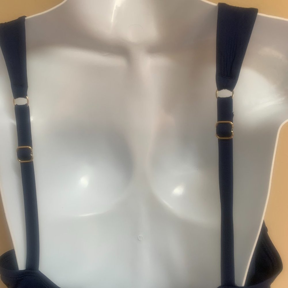 Jantzen Blue Padded Surplus Studded Lined Adjustable Straps Bathing Suit Sz 24W - Picture 7 of 11